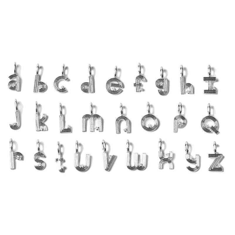 Groovy Diamond Initial Mini Charm in Sterling Silver