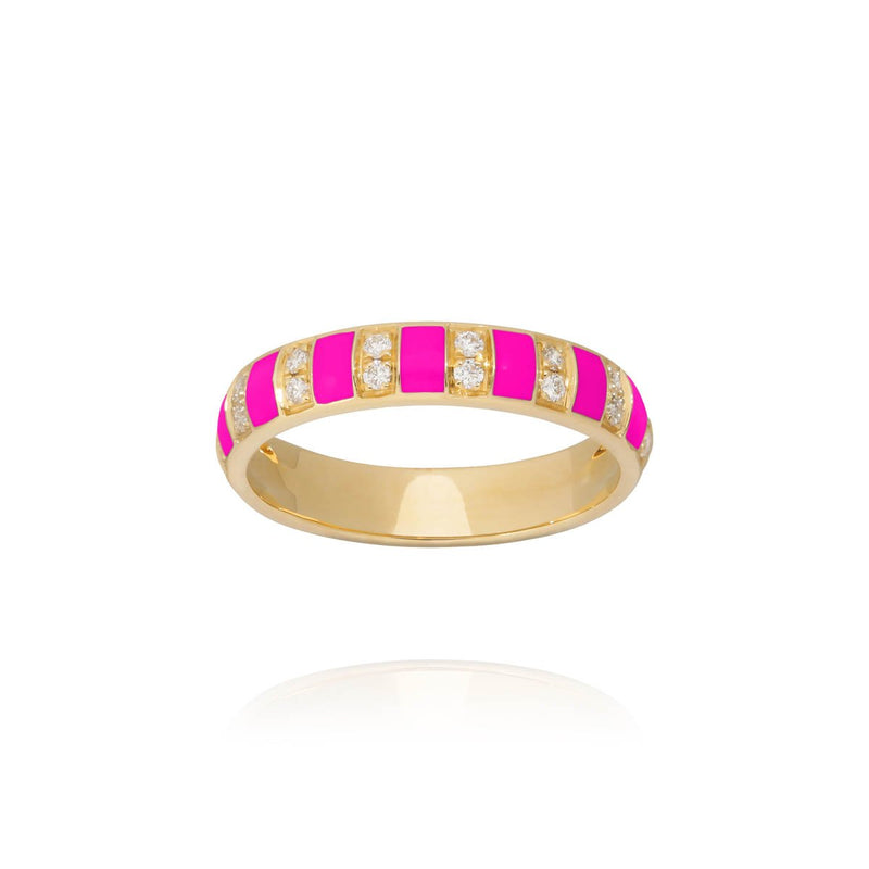 Billie ring neon-pink enamel and diamonds