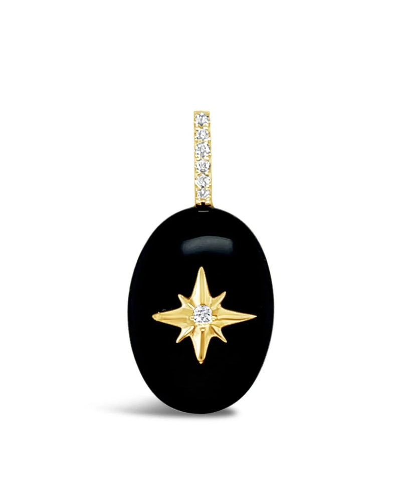 Black Onyx Small Oval Cabochon Starburst Pendant