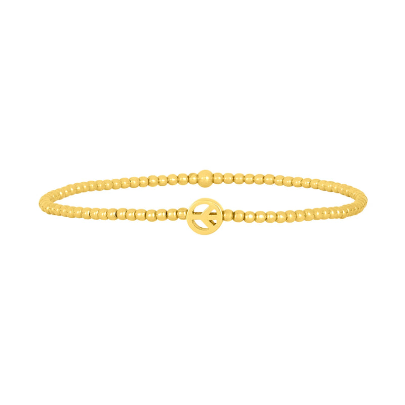 2mm Signature Bracelet With 14K Peace Sign Bead