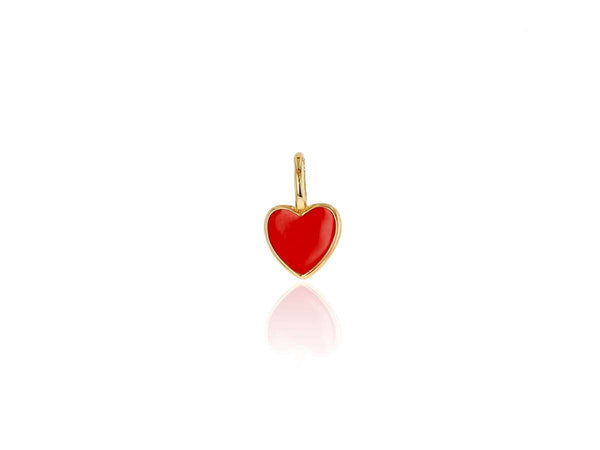 Mini Red Enamel Heart Charm Only