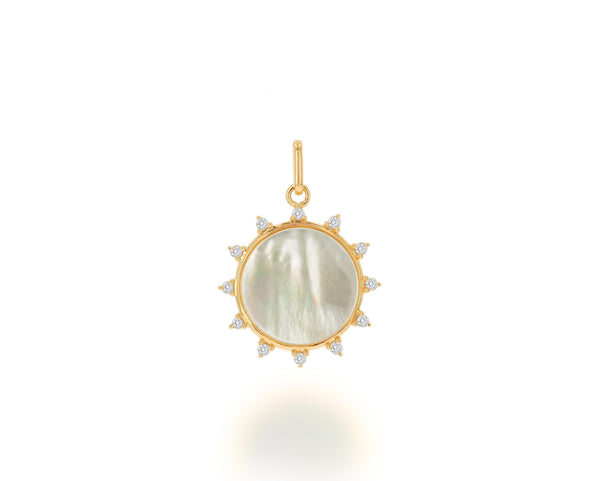 Diamond And White Mother Of Pearl Sun Charm Only