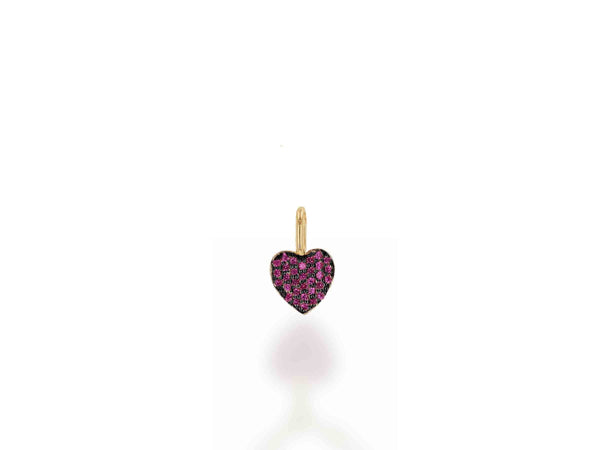 Mini Ruby Pave Heart Charm Only