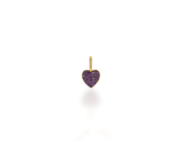 Mini Amethyst Pave Heart Charm Only