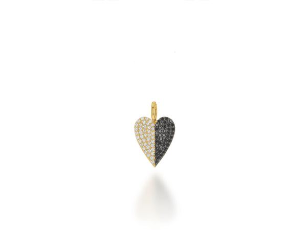 White And Black Diamond Pave Heart Charm Only