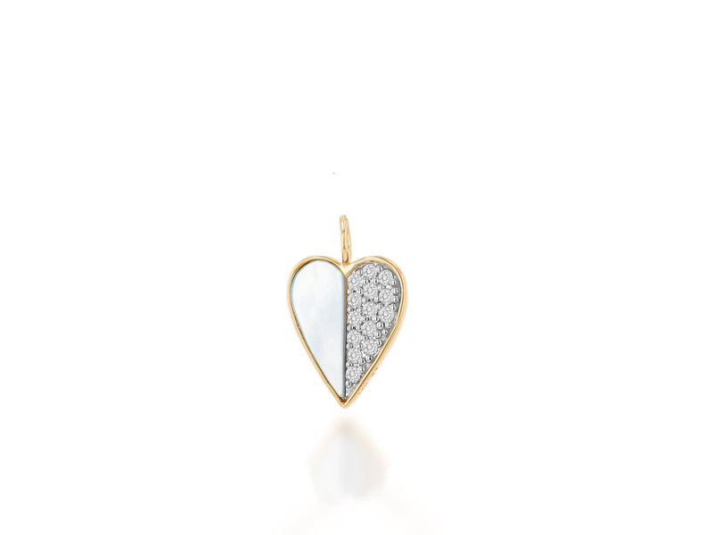 Diamond And Mother Of Pearl Heart Charm Only
