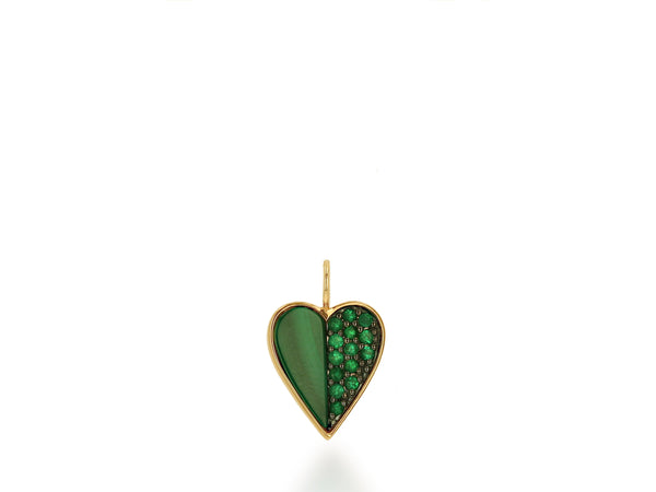 Emerald And Malachite Heart Charm Only