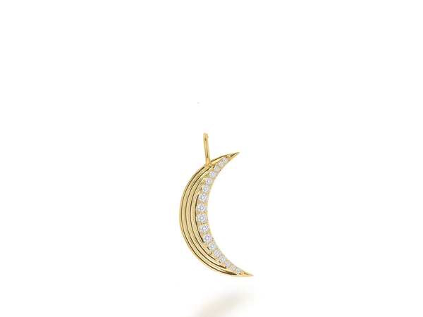 Diamond Fluted Moon Charm Only