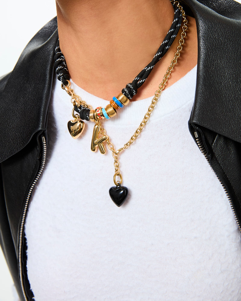 The Super Size Happy Cord Necklace in Black