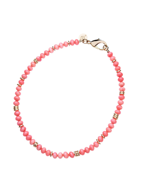 Gumdrop Beaded Necklace in Coral