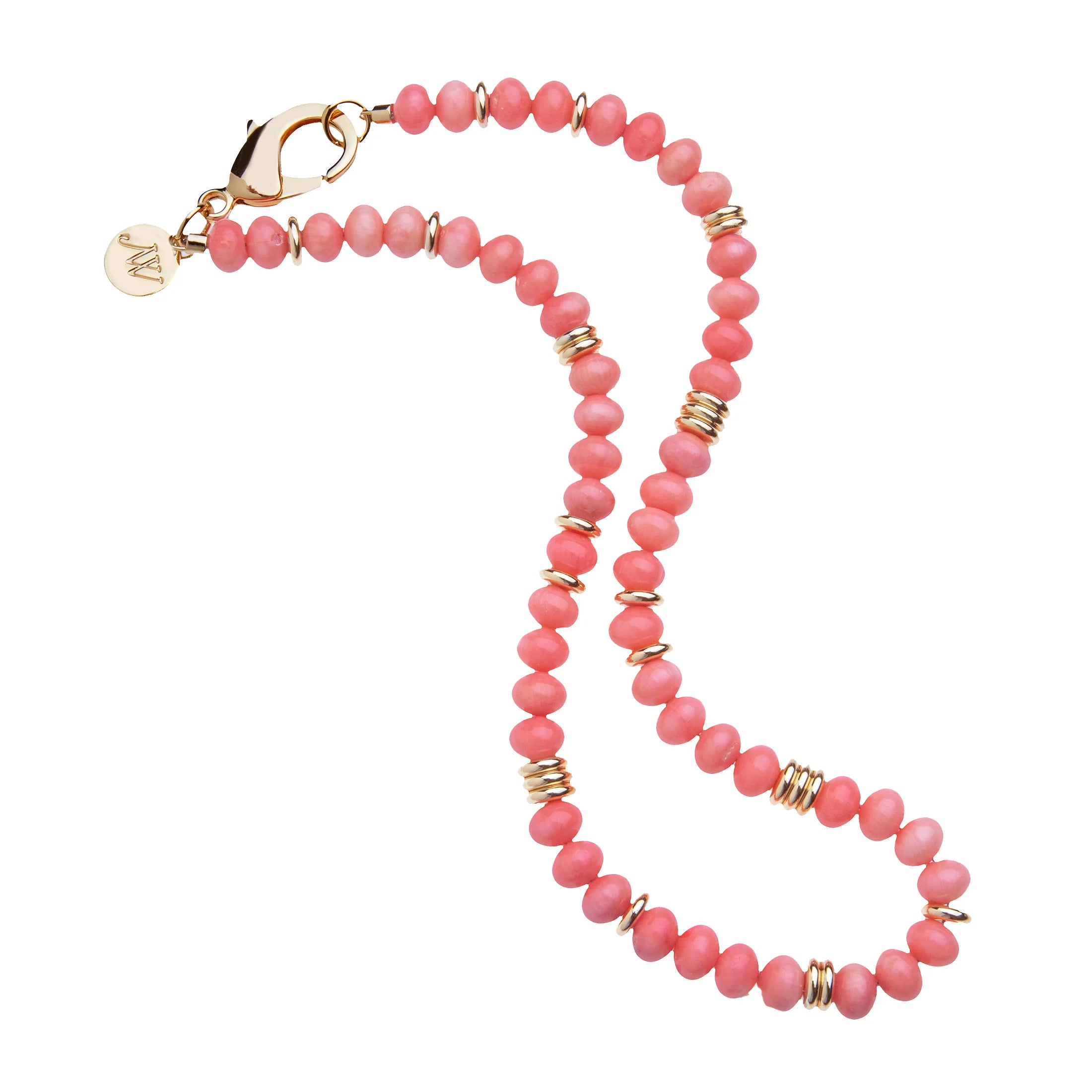 Gumdrop Beaded Necklace in Coral