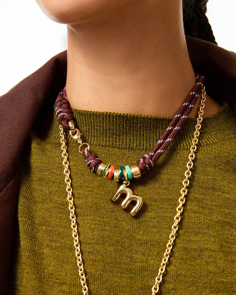 The Super Size Happy Cord Necklace in Brown