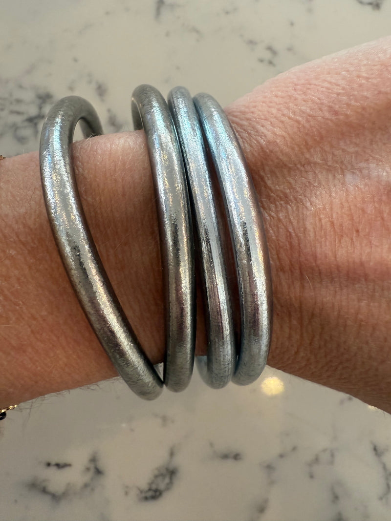 Buddhist Bangle, Silver Thick