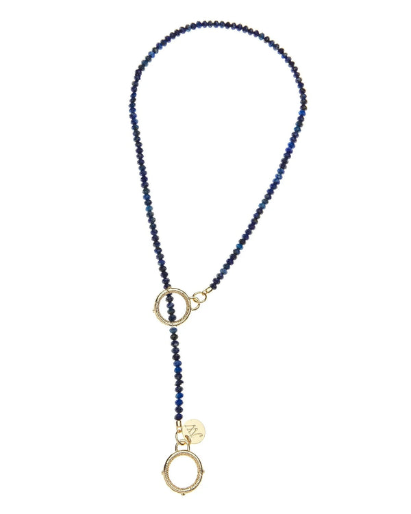 Diamond Cut Lapis Lariat Beaded Necklace