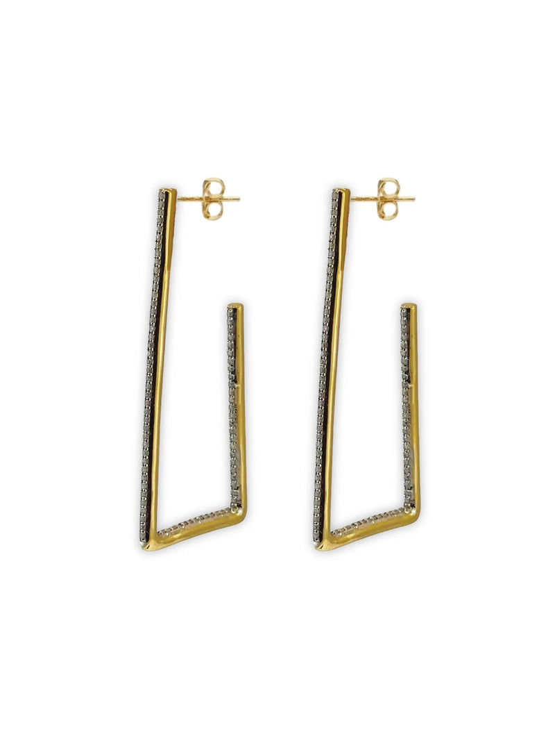 Pave Diamond Rectangle Hoops Large