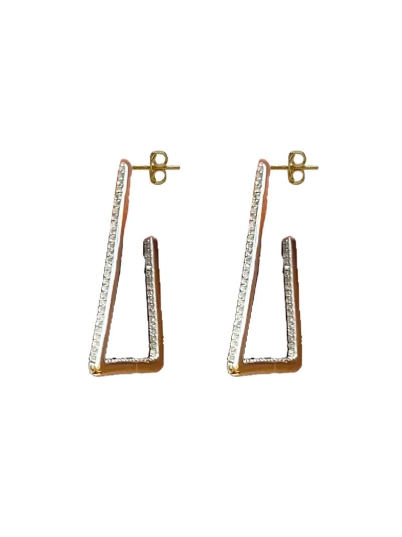 Pave Diamond Rectangle Hoops Small