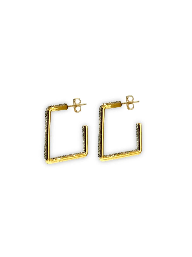 Pave Diamond Square Hoops Small