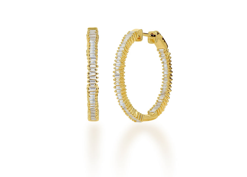 Diamond Baguette Hoop Earrings