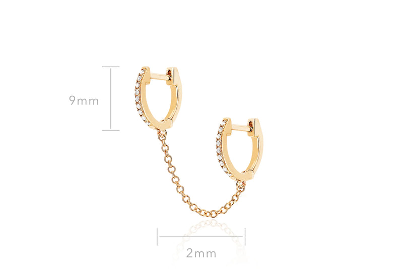 Diamond Double Huggie Chain Earring