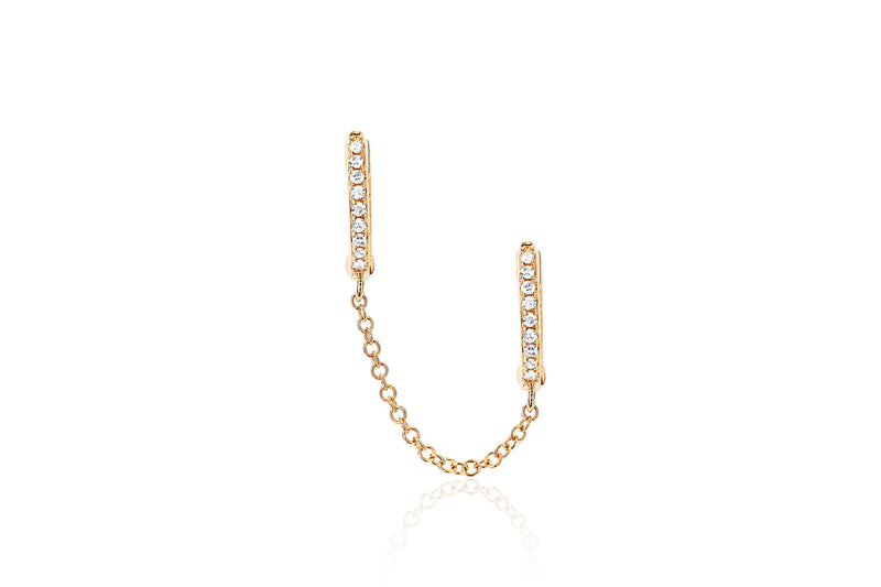 Diamond Double Mini Huggie Chain Earring