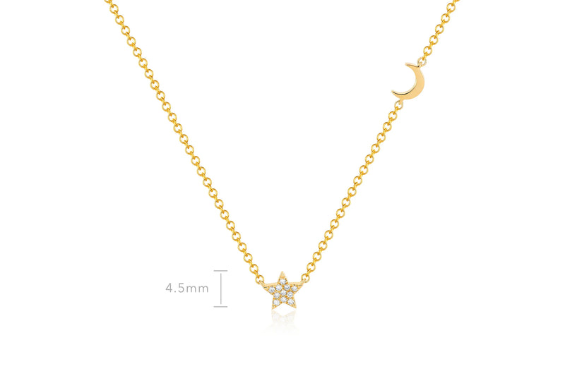 Diamond Baby Star & Gold Moon Necklace