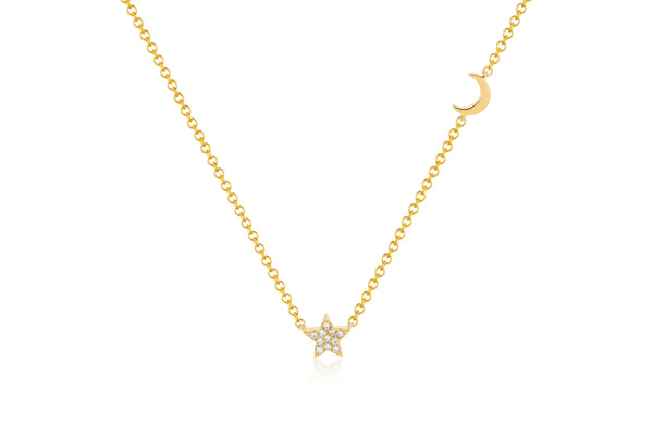 Diamond Baby Star & Gold Moon Necklace