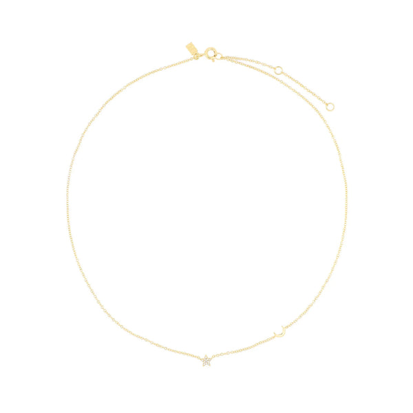 Diamond Baby Star & Gold Moon Necklace