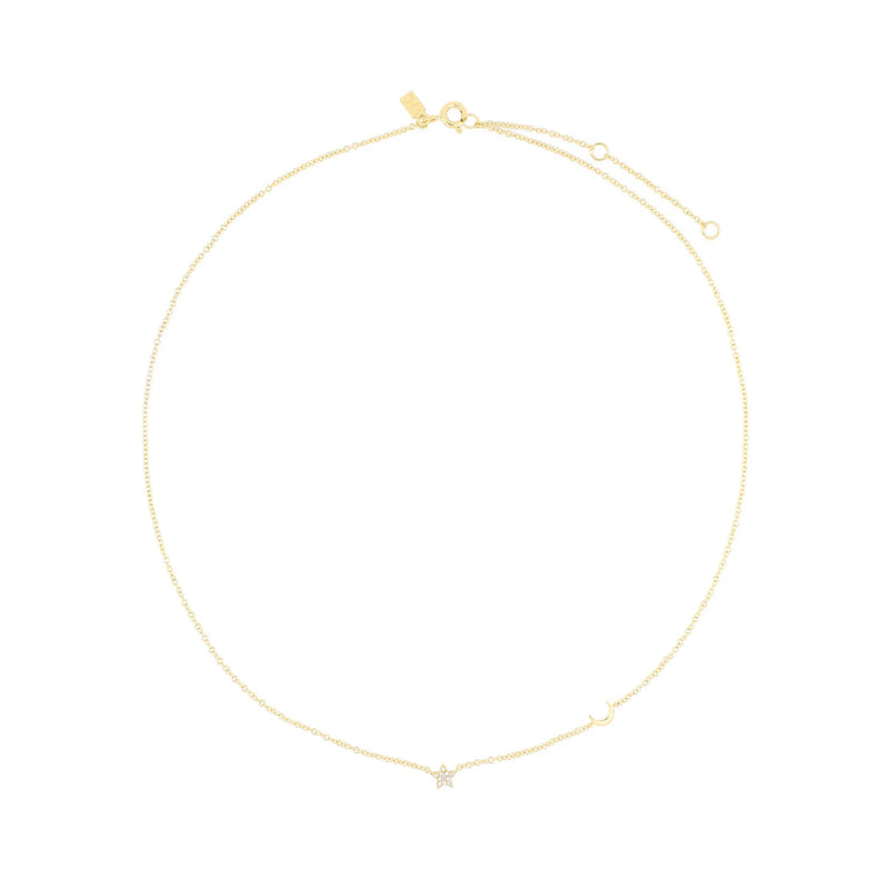 Diamond Baby Star & Gold Moon Necklace