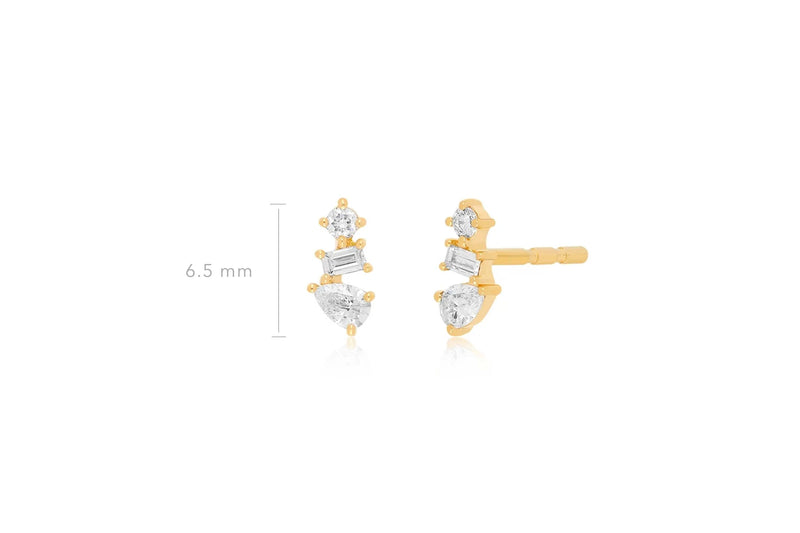 Diamond Multifaceted Stud Earring