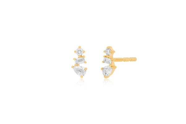 Diamond Multifaceted Stud Earring