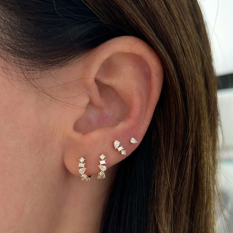 Diamond Multifaceted Stud Earring