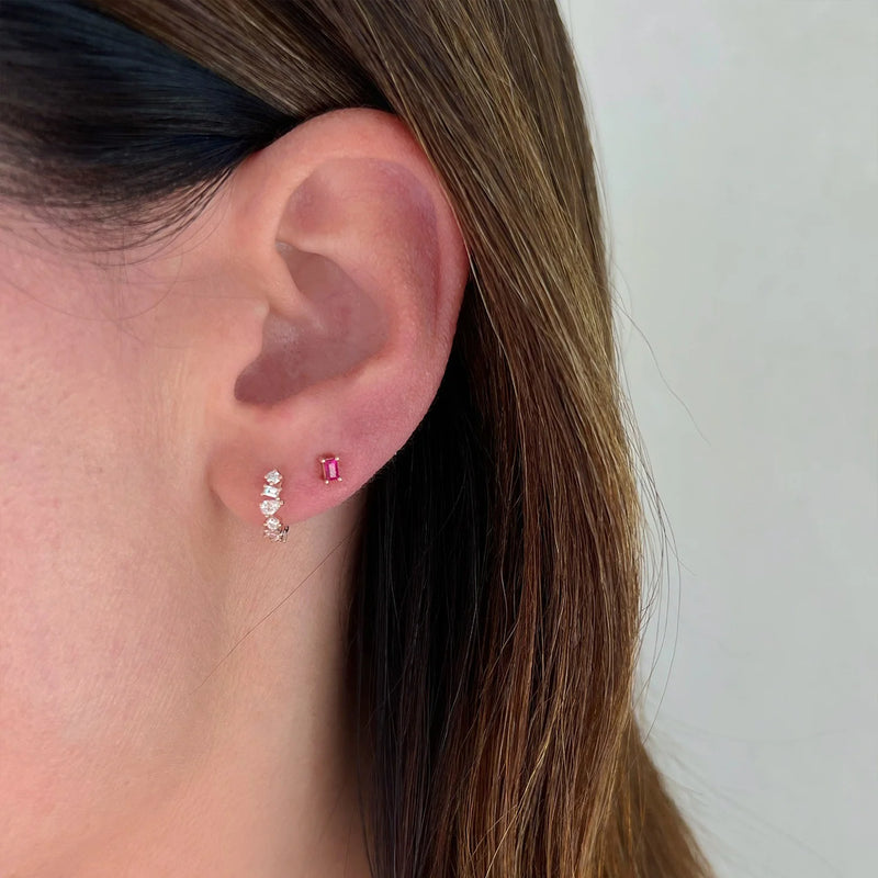 Diamond Multifaceted Mini Huggie Earring