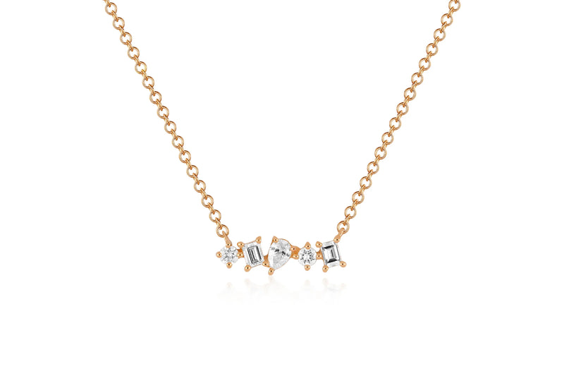 Diamond Multifaceted Mini Bar Necklace