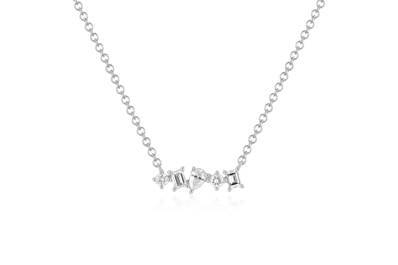 Diamond Multifaceted Mini Bar Necklace