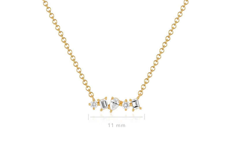 Diamond Multifaceted Mini Bar Necklace