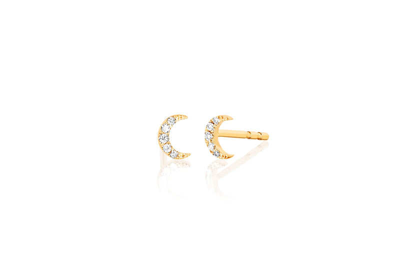 Baby Diamond Moon Stud Earring