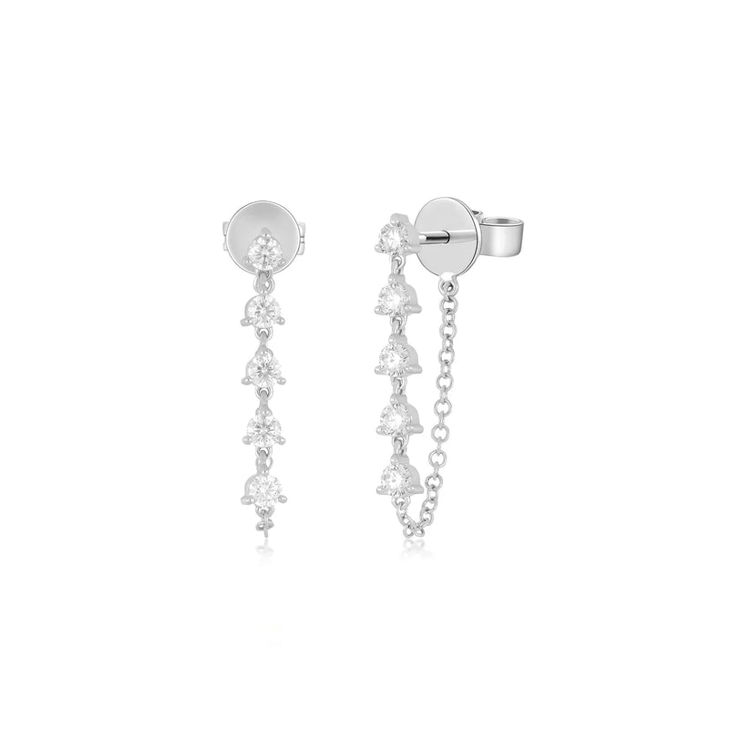 Prong Set Diamond Chain Stud Earring