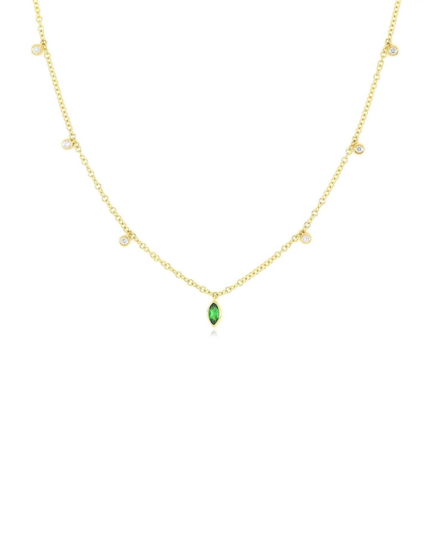 Diamond and Tsavorite Bezel Choker Necklace