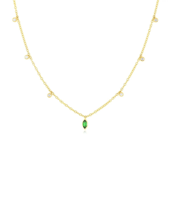 Diamond and Tsavorite Bezel Choker Necklace