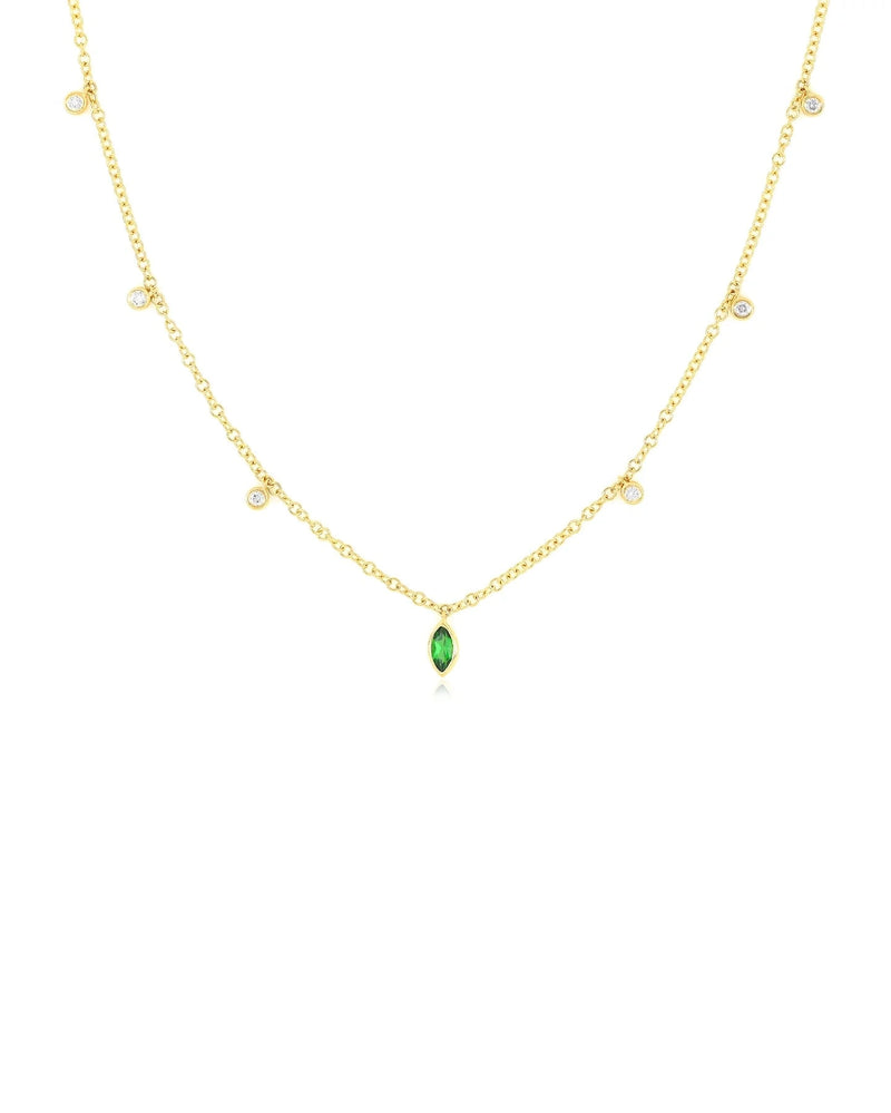 Diamond and Tsavorite Bezel Choker Necklace