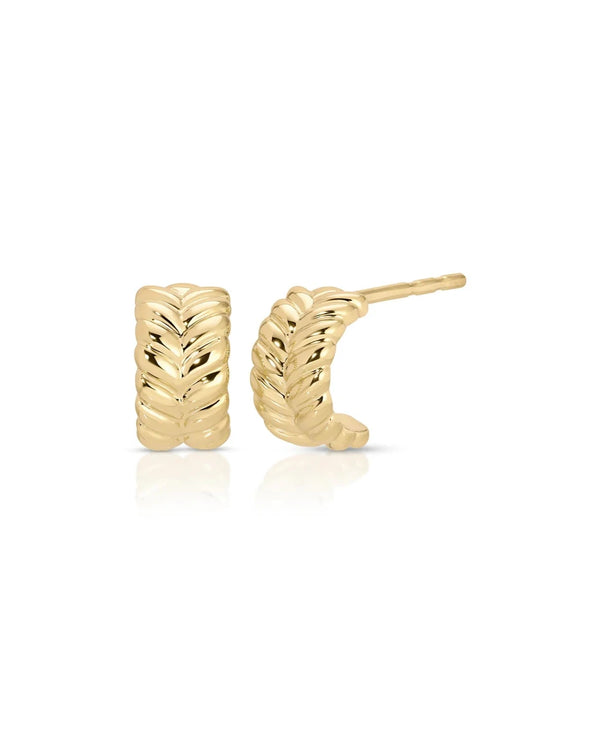 Gold Herringbone Mini Huggies