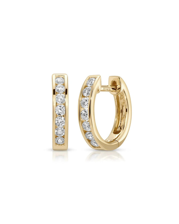 Channel Set Diamond Huggie Earrings