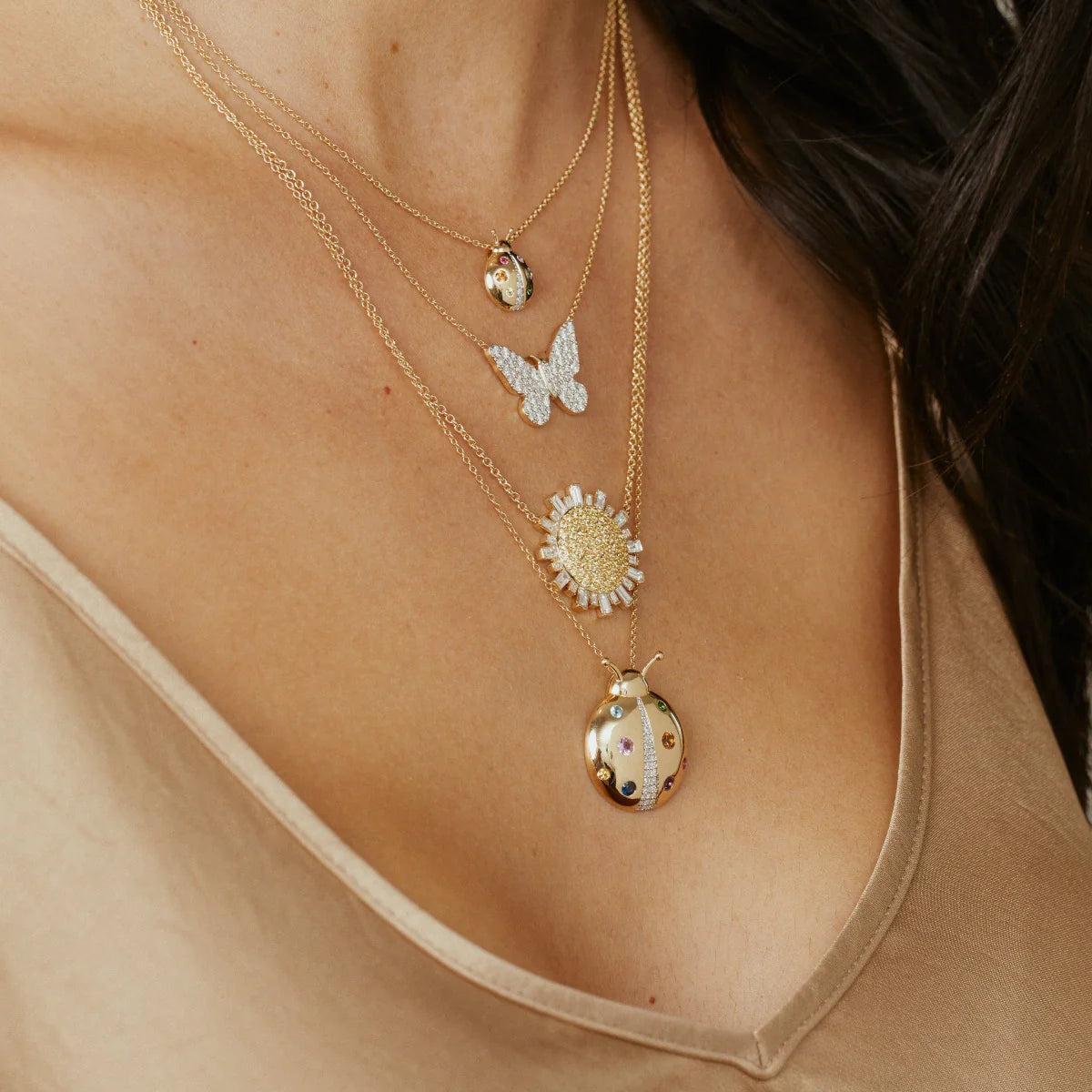 Multi Colored Mama Ladybug Necklace