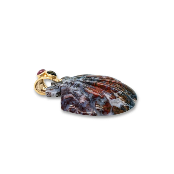 Extra Large Agate Scallop Shell Pendant