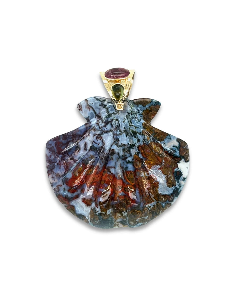 Extra Large Agate Scallop Shell Pendant