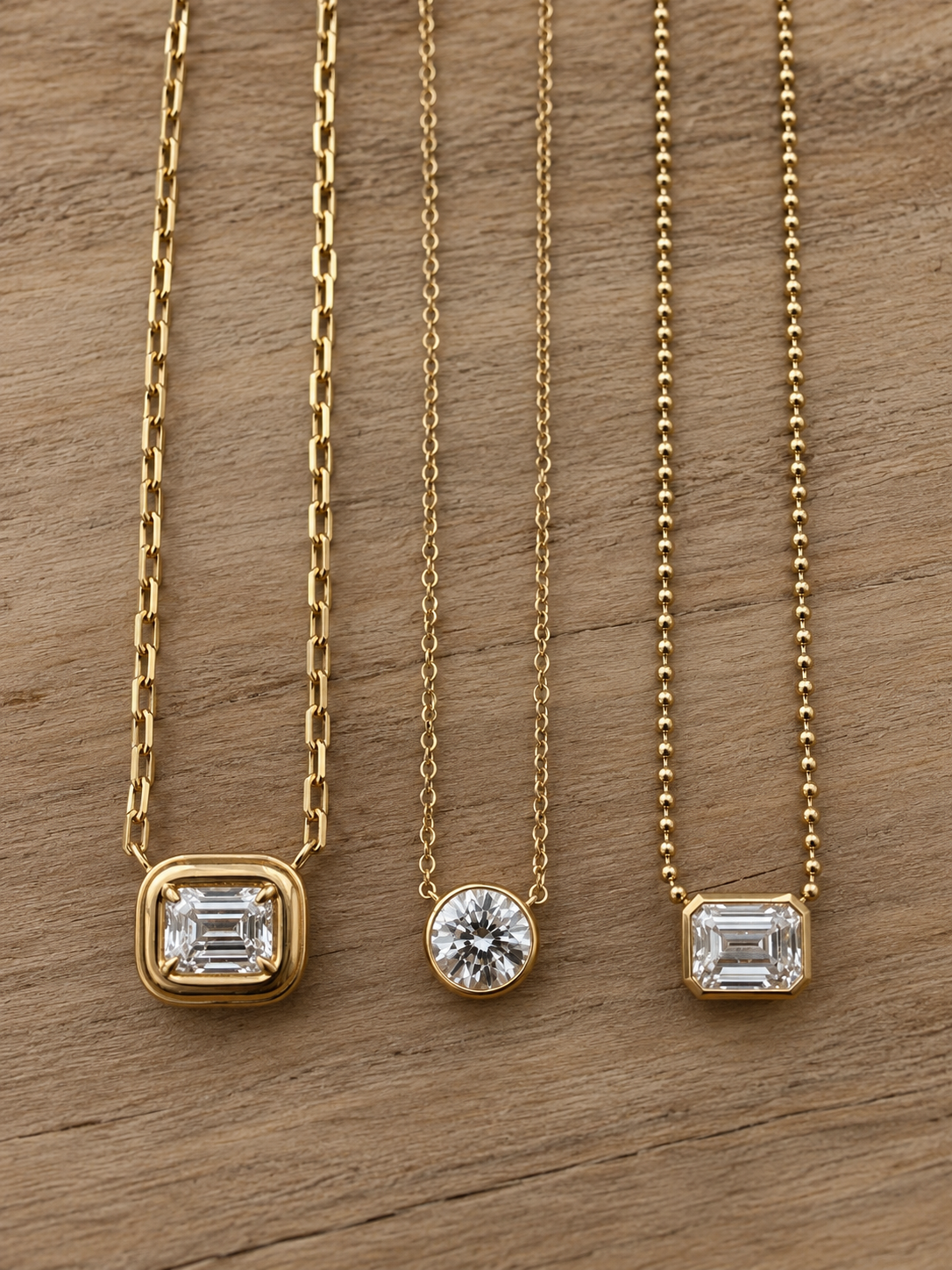 Puffy Diamond Solitaire Necklace