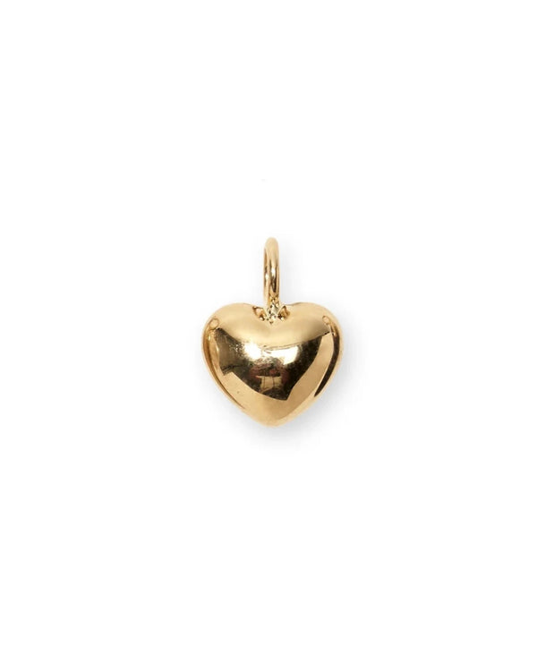 14k Gold Puffy Heart Necklace Charm in Gold