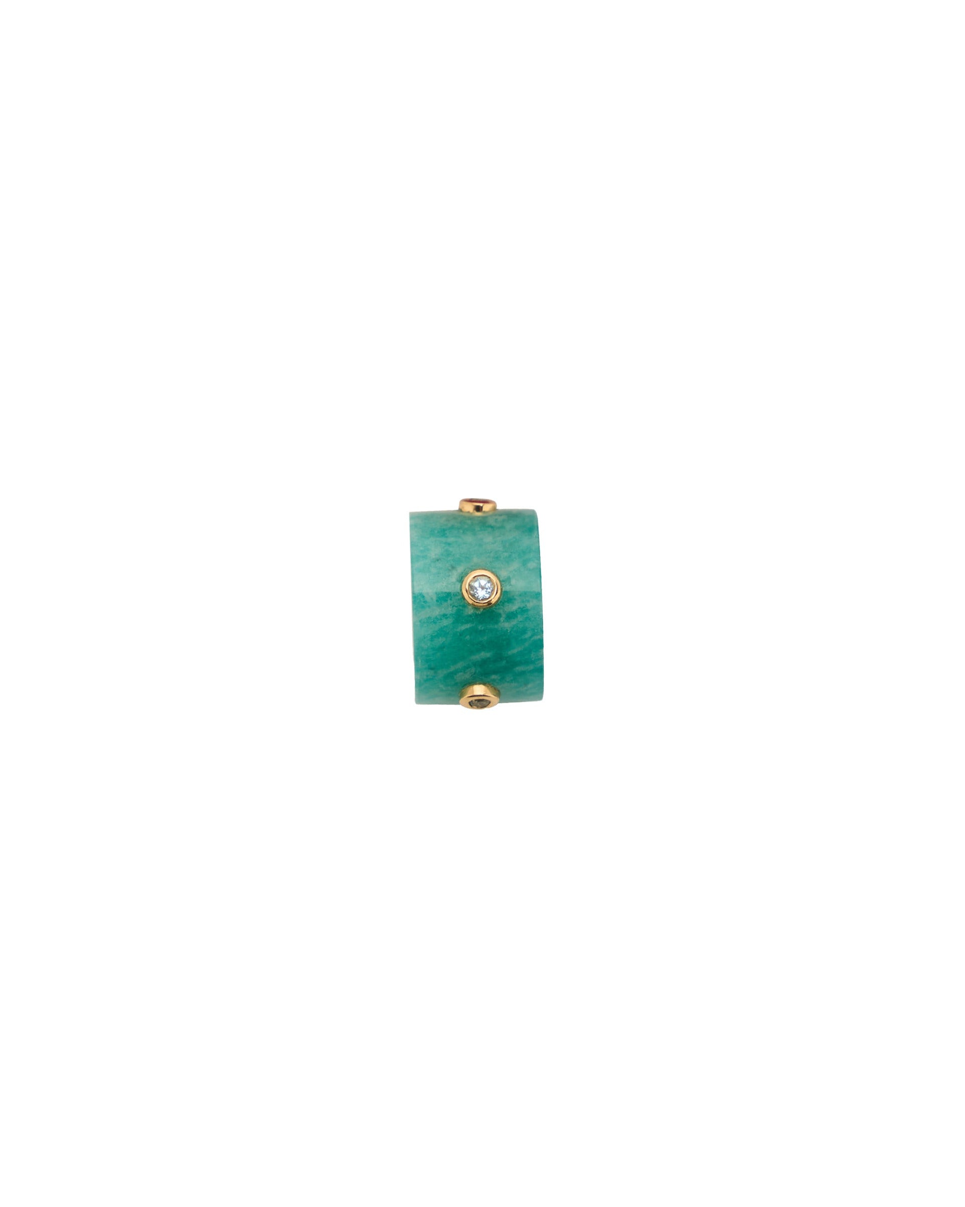 14k Gold Rondelle Charm in Amazonite & Blue Topaz