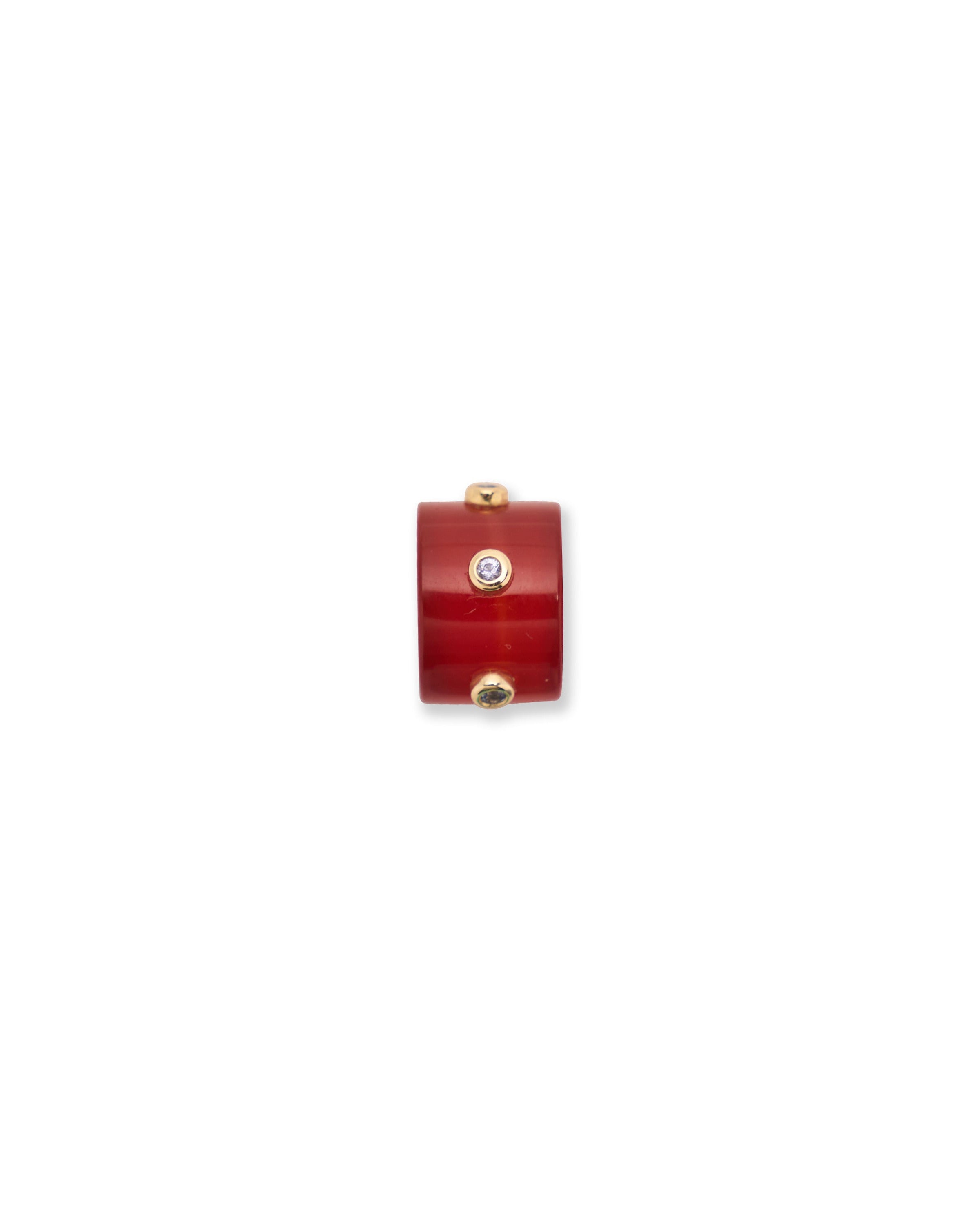 14k Gold Rondelle Charm in Red Agate & Tanzanite