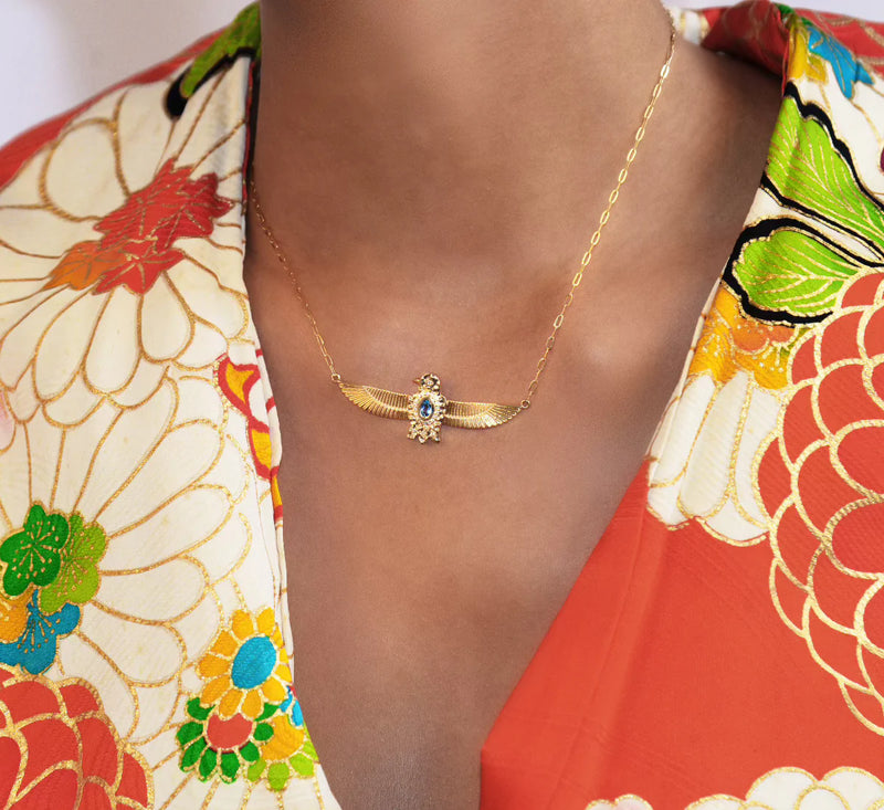 Gold and Topaz Phoenix Necklace